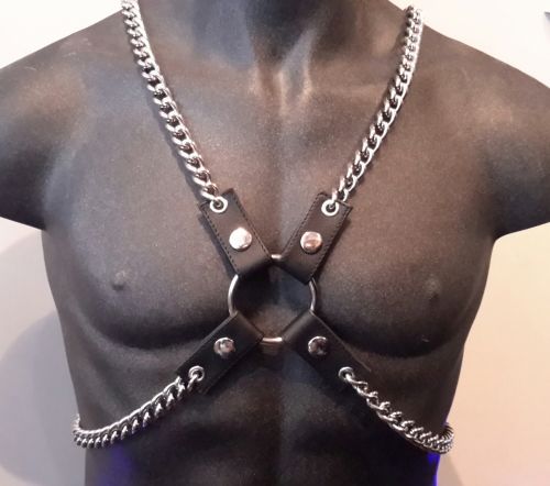 Leather and  Chain Upper Body Harness